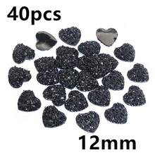 40pcs 10mm 12mm Flat Back Heart Resin Cabochons Multi Colors Druzy Natural Stone Convex DIY Jewelry Making Accessories - Heart - View 28