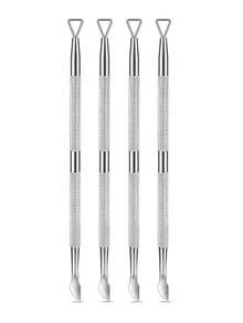 3/4 piezas de cortaúñas de acero inoxidable de alta calidad, con hojas de doble filo afiladas con precisión, herramienta de manicura profesional para eliminar cutículas y pieles muertas - Plateado - Ver 7