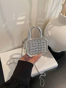 New Acrylic Mini Handbag, Fashion Clutch Purse, Personalized Lipstick Case, Celebrity Evening Bag, Crossbody Chain Bag - Silver - View 12