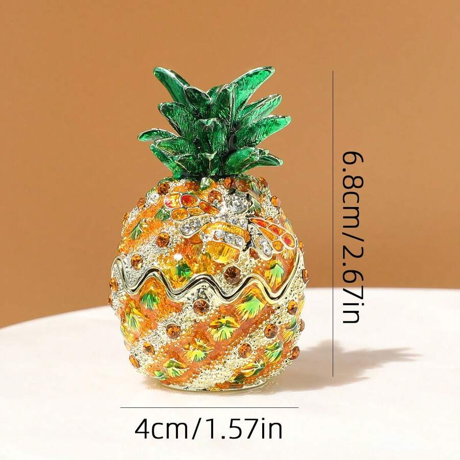 SUSUZUKU 1个创意礼品金属珐琅菠萝首饰盒,独特的生日/情人节礼物 - 鳳梨 - 查看 1