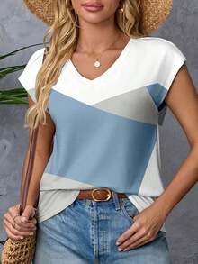Camiseta sin mangas de cuello en V para mujer, con estampado de efecto vaquero, diseño de bolsillo falso, top casual de verano para exteriores, gráfico elegante, versátil para uso diario, al aire libre, compras, viajes - Multicolor 3 - Ver 3