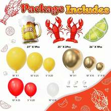 Dieses 139-teilige -Ballonbogen-Kranz-Set enthält rote, gelbe und goldene Latexballons und ist perfekt für Hummerpartys, Geburtstagspartys, Gender-Reveal-Partys, Taufpartys und Babyparty-Dekorationen. - Übersicht 6