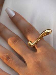 1 chiếc nhẫn thép không gỉ mạ vàng 18K, thiết kế tối giản, thanh lịch với các đường nét hình học. - Nhiều màu - Xem 6
