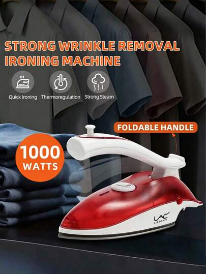 LAC 1pc Dual-Voltage Portable Folding Mini Handheld Steam Iron, Red/Blue, Suitable For Home And Travel Use