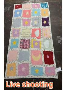1pc Spring/Summer New Item, Dopamine Patchwork Star & Moon Long Bedside Rug, Absorbent Soft Skin-Friendly Carpet, Spring Bestseller Decor Mat, Decorative Rug, Bedroom Decor, Small Rug, Carpet, Home Decor, Living Room Rug, Small Living Room Rug, Bedroom Rug, Living Room Home Decor, Outdoor Rug, Washable Carpet - Multicolor - View 6
