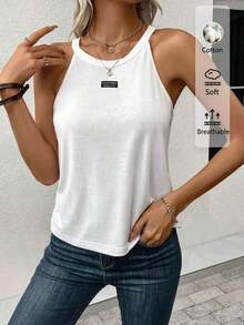 LUNE Camiseta de tirantes de cuello halter casual y cómoda para mujer, 95% algodón, adecuada para el verano - Multicolor - Ver 8