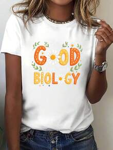 Women's Biology Teacher T-Shirt 2026 - Science-Themed Floral Print Featuring Daisies And DNA/Ribosome/Chloroplast Patterns, Short Sleeves And Crew Neck, Ideal For Science Classes, Lab Wear And Everyday Wear - Comfortable And Breathable, Suitable For All Seasons, Easy To Machine Wash, Loose Fit, Vibrant Biological Design, Printed With The Slogan "Today Is A Great Day To Teach Biology", Making It Ideal For Education Professionals. - 白色 - 查看 7