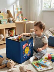 1pc Large Capacity Foldable Storage Box, Durable Open Storage Bin With Astronaut Pattern Print, Baby Diaper & Toy Storage Basket, Baby Room Organizer, Drawer-Style Multi-Functional Space-Saving Design For Home, Dorm, Household Organization, Under-Bed Storage - Multicolor - View 11