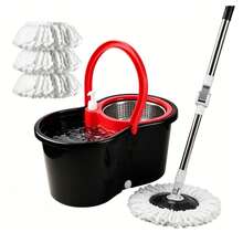 Mop Bucket Set 360 °   Dual-Motion Spin Mop System 3 Split-Yarn Mop Heads Self Cleaning Bucket - 1套 - 查看 3