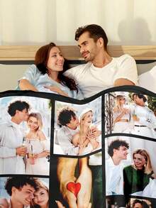 1pc Customized Photo Fleece Blanket, Funny | Custom Blankets | Fathers Day Gift |  | Father's Day Gift | Throw Blanket | Customizable Things | Mom Gifts | Dorm Decor, Personalized Fleece Blanket With Family, Pet, Couple Photos, Great Gift For Mother's Day, Father's Day, Valentine's Day, Carnival, Easter, Thanksgiving, April Fool's Day, Back To School, Office Nap, Private Custom Blanket, Holiday Blanket, Breathable, Lightweight ,For Family | - 款式-12 - 查看 4