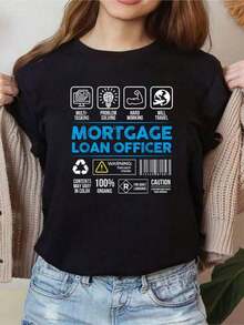 Women's Vintage 100% Cotton T-Shirt, Summer Style, For Mortgage Officers, Credit Evaluators And Bank Workers - Women's Warm Clothing - 黑色 - 查看 1