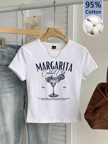 95% algodón. Camiseta corta de manga corta, cuello redondo, ajustada y recortada de unicolor minimalista casual para mujer, vintage, softgirl, elegante. Se puede usar en todas las estaciones, old money, salidas de verano, en casa, vuelta al cole, otoño. - Multicolor 4 - Ver 10