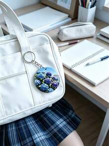 3pcs Hydrangea Printed Keychain, Minimalist Fresh Versatile High-Definition Pattern Bag Pendant, Single Gift Box Packaging - View 4