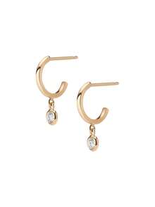Bông tai dáng dài sang trọng của Ewell Jewellery, bạc sterling 925 mạ vàng 18k, đính đá Zirconia tròn, thích hợp cho bé gái đeo hàng ngày. - Bông tai đính đá Zircon - Xem 2
