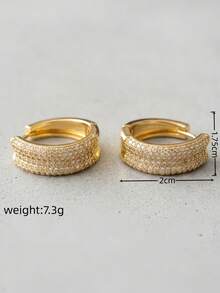 Women's Gold Cross Earrings, Elegant And Luxurious With Cubic Zirconia, Ideal For Daily Use, Parties, Weddings, Anniversary Gifts, Modern And Versatile. - 金色橢圓形U形耳環 - 查看 5
