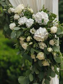 45Pcs/25Pcs/1pc Pack Hydrangea Artificial Flowers, White Faux Hydrangea Flowers, Artificial Flowers Heads With Stems For Home Wedding Party Decorations, Garland Decor, Bridal Holding Bouquet Decor, DIY Floral Arrangment Decor, Mother's Day, Brithday, Gift - White - View 2