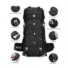 Outdoor Hiking Backpack 48L, Unisex Tactical Outdoor Travel Backpack - Black - View 10