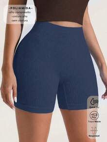 SET OF 3 SEAMLESS RIBBED SHORTS – HIGH COMPRESSION - 黑/灰/藍 - 查看 5