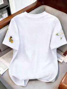Camiseta casual con estampado de flores y abejas, verano - Multicolor 9 - Ver 2