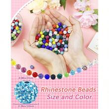 120PCS Rhinestone Beads For Jewelry Making, 10mm Light Brown Shiny Round Sparkle Crystal Clay Bead Bulk Sparkly Baseball Necklace Beads For Bracelets And Adult DIY Crafts - Light Brown - View 3