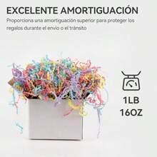 Papel Rallado para Cestas de Regalo, 1LB 16OZ Relleno de Papel Arrugado para Cumpleaños, Bodas, Cajas Bolsas, Relleno de Cestas, Aniversarios, Envoltura de Regalos (Color mixto) - Color mixto - Ver 4