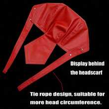 Women's Skull Studded Cap For Women Red Leather Biker Cap Edgy Hat Skull Headscarf Wide Headband Bonnets Hair Accessories For Punk Gothic Motorcycle Style Festival Outfits Streetwear Fashion Travel Looks - 紅色 - 查看 5