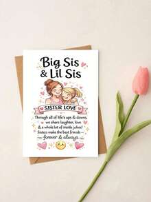1 "Hermana mayor y hermana menor" Tarjeta de felicitación de hermandad con sobre, un regalo pensativo para hermanas, celebrando el vínculo fraternal de por vida, adecuado para cumpleaños y ocasiones especiales, en blanco por dentro - A - Ver 7