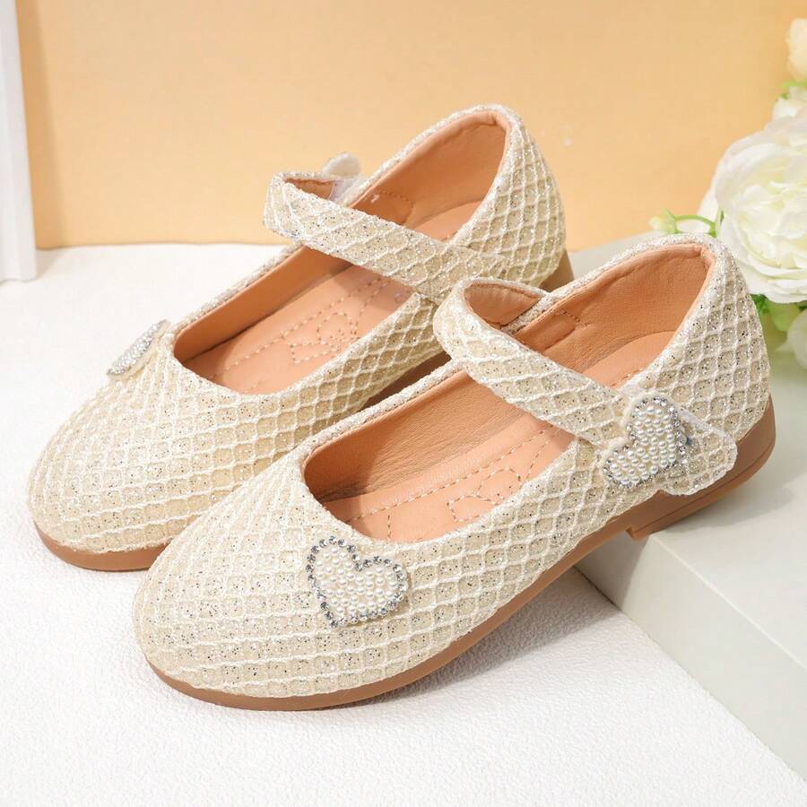 1 Pair Fashion Children's Shoes, Girls' Non-Slip Casual Shoes, Mary Jane Style, Suitable For Spring/Summer School, Performance, Wedding, Travel, Daily Wear - Apricot - View 1