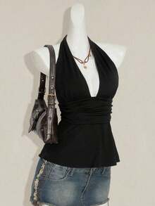 Top de tirantes sin espalda negro tipo babydoll para mujer, diseño de Halloween - Multicolor 2 - Ver 6