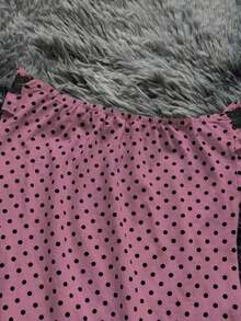 Vestido mini con volantes, estampado de lunares y encaje contrastante sin tirantes para mujer - Rosa - Ver 2