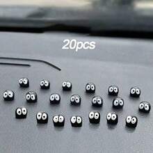 10/20pcs Mini Cartoon Charcoal Ball Adhesive Decor, Classic Black And White Color, Small Size Won't Block Vision, Exclusive Decoration For Car Dashboard, Cute Healing Car Accessory - Mini Coal Ball Ornaments - View 4