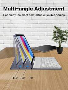 适用于 iPad (A16) 11 英寸第 11 代 (2025) 的键盘保护套，也兼容 iPad 10.2 英寸第 9/8/7 代、Air 4/5/6、10.9/11 英寸、Pro 11。支持自动睡眠/唤醒功能，配备可拆卸无线蓝牙键盘、150mAh 电池、超薄轻巧支架和触控笔插槽。 - 淺灰紫 - 查看 4