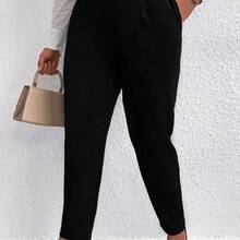 Plus Solid Slant Pocket Suit Pants Graduation,Back To School,Teacher Outfits For Women Winter Fall Autumn - Café integral - Ver 4