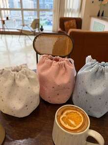 Cute Star Print Drawstring Cosmetic Bag, Large Capacity Pouch, Portable Makeup/Sundries Storage Bag, Suitable For Students And Commuters - Multicolor - View 2