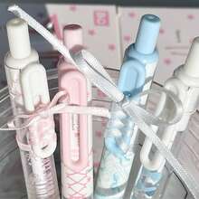 12/8/4/1支 粉色與白色芭蕾風 0.5mm 尖頭黑色墨水圓珠筆，蝴蝶結裝飾，按壓式，學生文具，學習禮物，日記書寫，專案書寫筆，開學季 - 芭蕾粉中性筆 - 查看 6