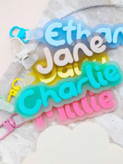 1PC Personalised Acrylic Name Backpack Tag Keyring Funky Style School Bag Tag Custom Name Keychain Boy Girl Bag Luggage Tag, Back To School