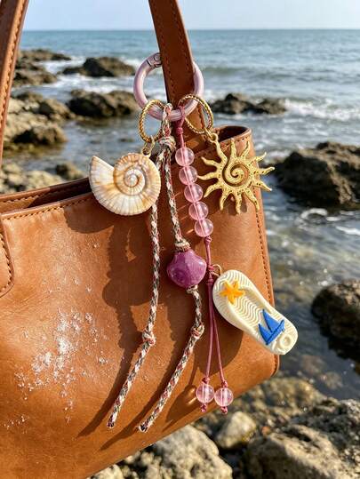 Boho Summer Beach Keychain Set, Handmade Braided Rope Keyring With Seashell, Sun & Flip Flop Charms, Bohemian Beaded Keychain For Women & Girls, Cute Bag Charm & Purse Accessory For Summer Vacation, Beach Trips & Daily Use, Ideal For Decorating Handbags, Backpacks & Keys, Perfect For Birthday, Summer Holiday & Bridesmaid Gifts, Versatile As Keychain, Bag Charm, Purse Decoration & Bohemian Accessory