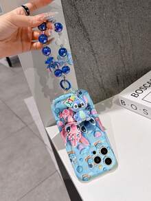 Disney Has Authorized, Phone Case - Chain Set, The Stitch Lilo & Stitch 3D Phone Case Plus A Silicone 3D Stitch Bracelet With Metallic Ring Removable Bracelet, Stitch And Angel Pattern, Compatible With Iphone17/16/15/14/13/12/11/XS/XR/X Plus Pro Max, A Stylish Cartoon Phone Case, The Perfect Gift Choice, Phone Protection, Durable Phone Cover, Great Gift For Friends And Family. - 白色 - 查看 3