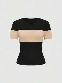 Camiseta de manga corta de tela texturizada para uso diario y casual de mujer, verano - Multicolor 4 - Ver 3