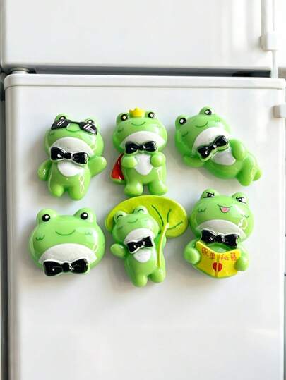 10-Piece Cute Frog Animal Shaped Refrigerator Magnets, Soft Rubber Magnetic Stickers, DIY Stickers, Creative Magnets, Party Decorations, Refrigerator Magnets, Kitchen And Office Whiteboard Stickers, Cabinet And Dishwasher Stickers, Home Decor, Spring And Easter Animal Lover Gifts