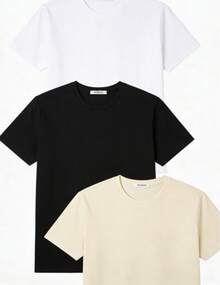 Set Of 3 Women's Short-Sleeved T-Shirts, Choose 1 Of 3 Designs. American Retro Style With City Name Prints, Soft To The Touch, Comfortable, Stylish And Versatile For Leisure, Parties And The Beach. Ideal For Holy Week And Easter. - 米色 - 查看 2