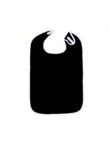 1pc Adult Bib, Suitable For Eating, Unisex Reusable Towel Bib, Absorbent & Breathable For Elderly, Adjustable - Black - View 13