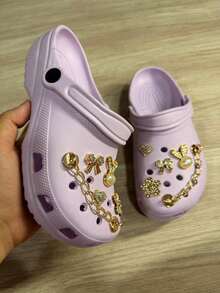 Children's Clog Shoes With Buttons, Comfortable, Soft, Crocoba - Lilac Purple - View 1