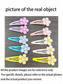 10pcs Cute Floral Jelly Hair Clips, Colorful Sweet Hair Accessories Side Bangs Hair Clips, New Design - Multicolor - View 7