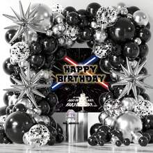 116 Stück Galaxy Themen Party Dekorationsset, inklusive Ballon Bogen Kit, geeignet für 1. Geburtstag Party, Weltraum Themen Party, Galaxy Themen Geburtstag, Baby Shower Dekoration - Übersicht 1