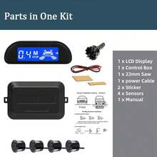 Kit de sensor de estacionamiento de coche con sistema de asistencia de estacionamiento automático, pantalla LED de reversa, sistema de detección de radar de 4 sensores de 22 mm y pantalla retroiluminada - Unitalla - Ver 7
