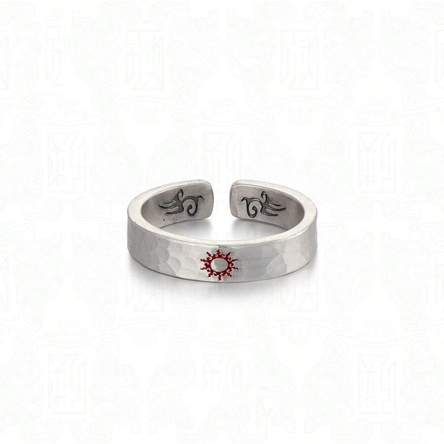 1 chiếc nhẫn thủ công khắc hình mặt trời và mặt trăng, thiết kế unisex.