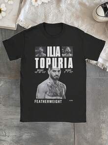 T-shirt grafica da uomo Ilia Topurias - Manica corta, girocollo, casual, con stampa distintiva, lavabile in lavatrice, adatta per tutto l'anno per abbigliamento casual e outfit informali (Geometrico) - nero - Visualizzare 2