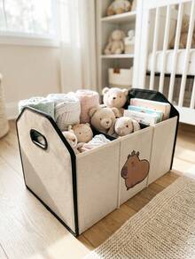 1pc Compartment Storage Box, Laundry Basket, Large Capacity Foldable With Capybara Pattern Print, Multipurpose Storage Box For Nursery, Bedroom, Baby Clothes, Under Bed, Baby Toys - Multicolor - View 5
