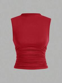 3 Piezas Blusas Sin Mangas Con Pliegues - Rojo y blanco - Ver 4